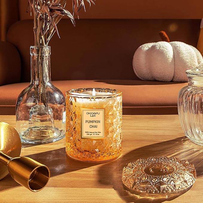 Chloefu LAN Pumpkin Chai Candles Halloween Candle Gift, Farmhouse Candles - Image 5