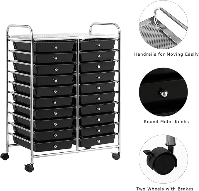 Giantex 20 Drawer Rolling Storage Cart Tools Scrapbook Paper Office School - Image 6