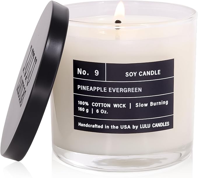 Lulu Candles | Pineapple Evergreen | Luxury Scented Soy Jar Candle | Hand by LULUCANDLES