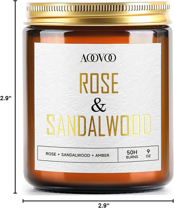 AOOVOO Rose Sandalwood Candles - 9 oz Scented Candles - Image 8