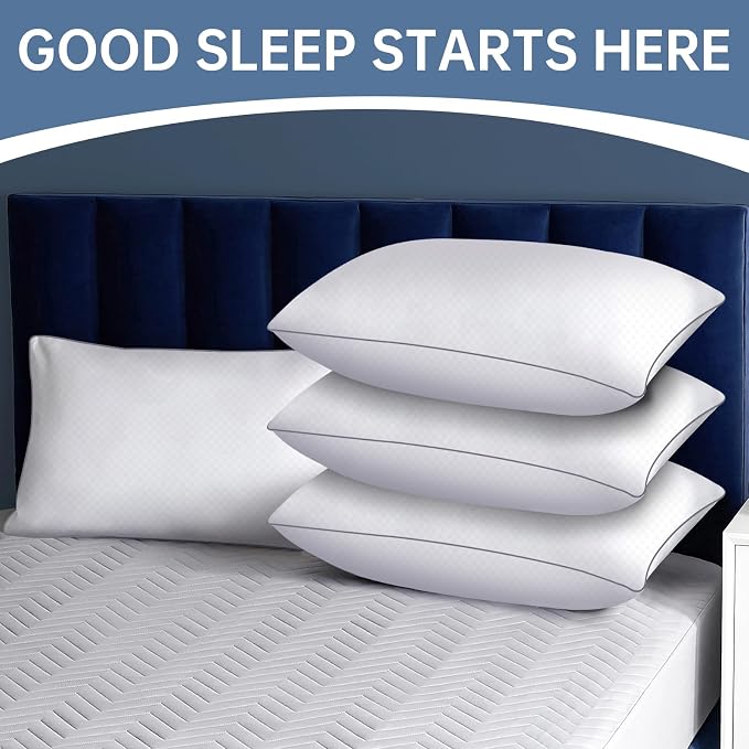 Piwaal Bed Pillows for Sleeping Standard Size Set of 4, Down Alternative Filling - Image 5