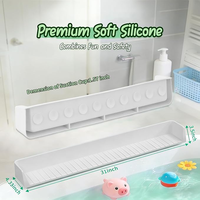 Bathtub splash guard for tub kids& Bath Shelf for Kids – Toddler Bath Tray - Image 2