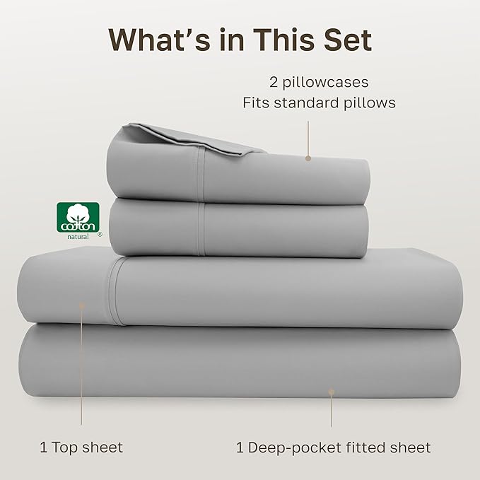 California Design Den Soft 100% Cotton Sheets Full Size Set, 400 TC Good - Image 4