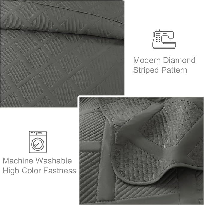 Exclusivo Mezcla Oversized King Quilt Set- Grey Cal King Quilts Bedding Set - Image 5