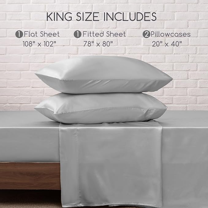 MR&HM Satin Bed Sheets, King Size Sheets Set - Image 7