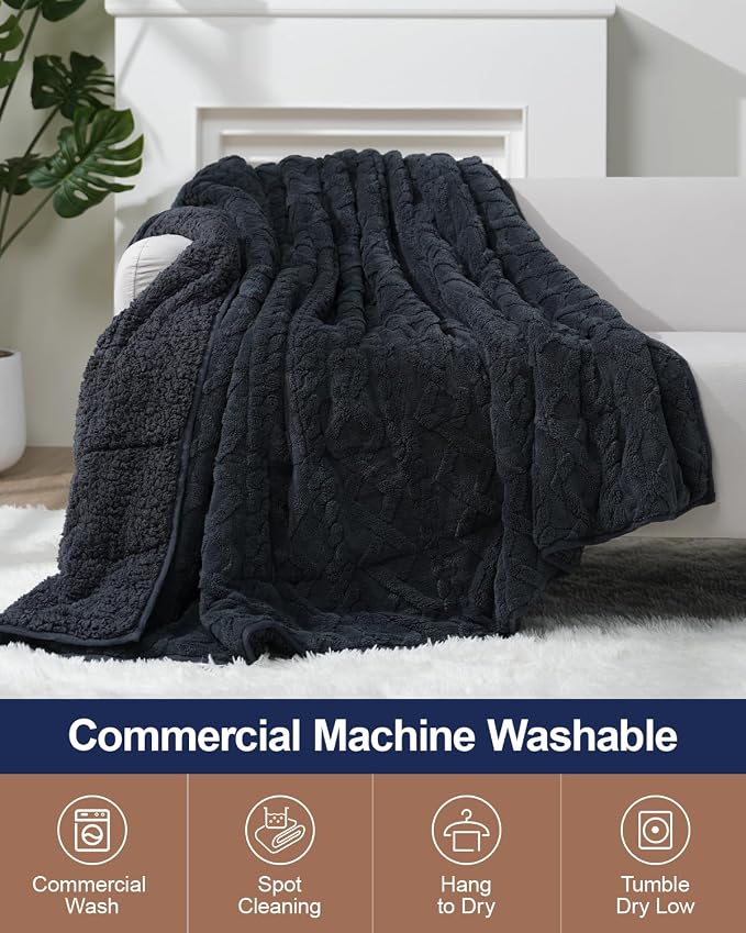 Super Fuzzy Soft Sherpa Fleece Weighted Blanket, 20 lbs Dual Sided Fluffy Heavy - Image 5