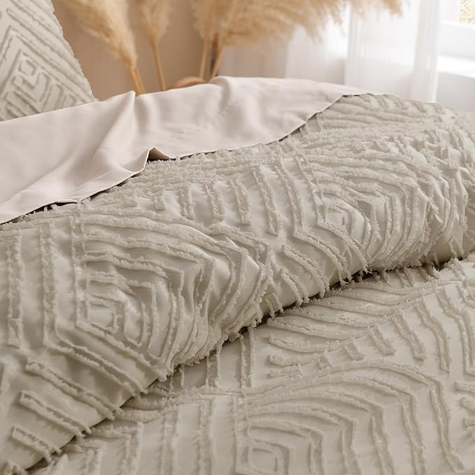 Andency Oatmeal Comforter California King Size, 3 Pieces Boho Bedding Set & - Image 5