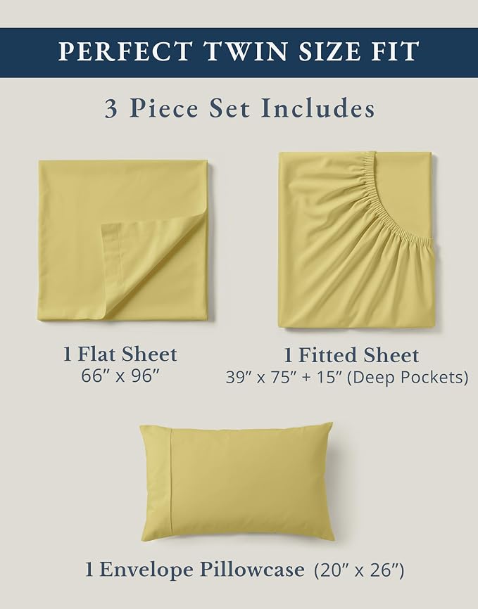 LANE LINEN Eco Friendly Cocoon 100% Organic Cotton Twin Sheets, Low Pill Fade - Image 4