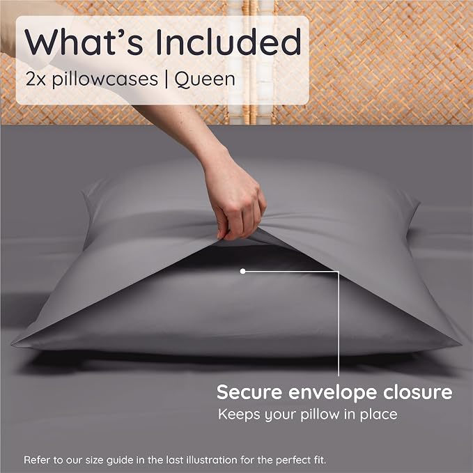 Bambaw 100% Viscose Derived from Bamboo Pillow Cases Queen Size Set of 2 - Image 2