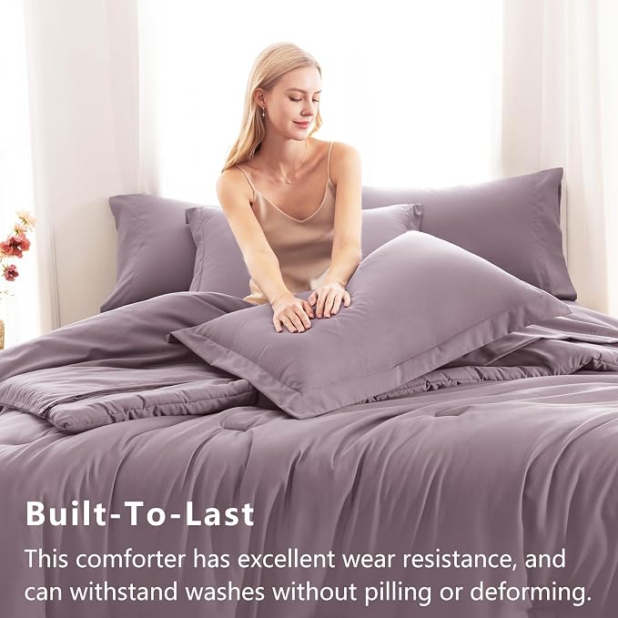 CozyLux Full Size Comforter Sets Dusty Purple, 7 Pieces Bed in a Bag Full - Image 3
