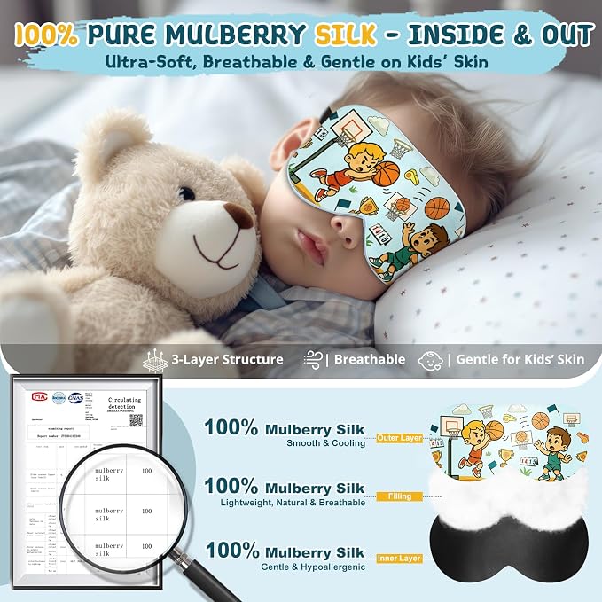 Kids Sleep Mask – 100% Mulberry Silk Eye Mask - Image 2