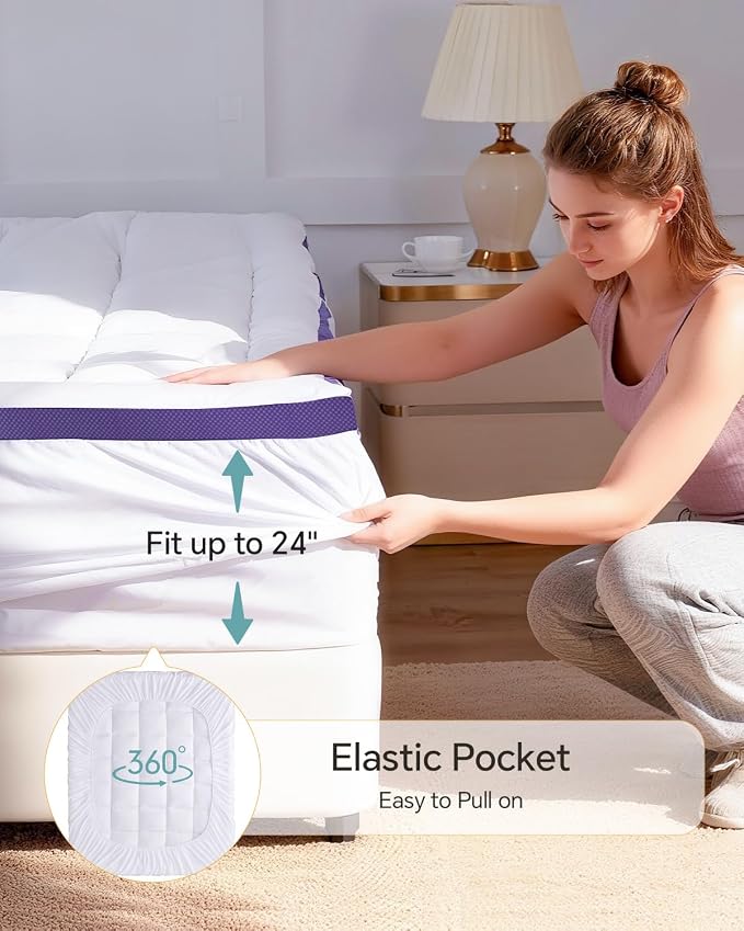 ChiXpace Dual Layer 4 Inch Memory Foam Mattress Topper King - Image 5