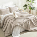 Litanika Comforters Oatmeal Oversized King Size, 3 Pieces Lightweight Solid by Litanika