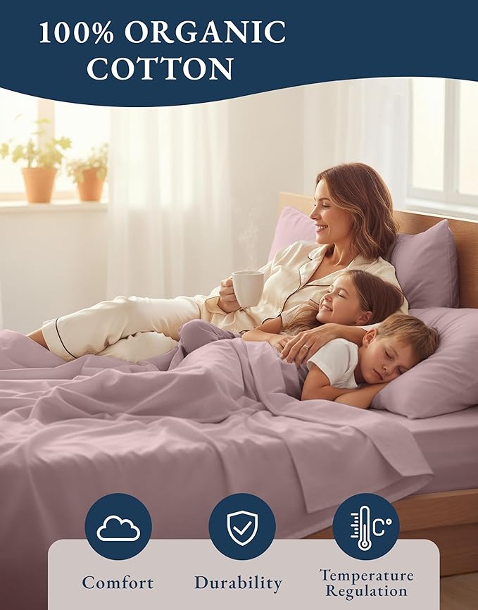 LANE LINEN 100% Organic Cotton King Size Bed Sheets, Sustainably Produced Okeo - Image 6