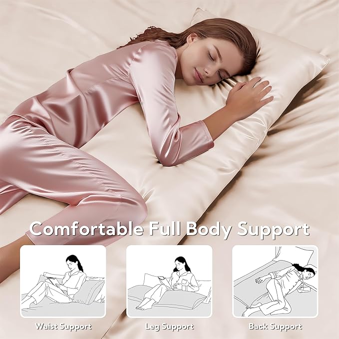 MR&HM Satin Body Pillow Cover, Soft and Breathable Body Pillow Case - Image 5