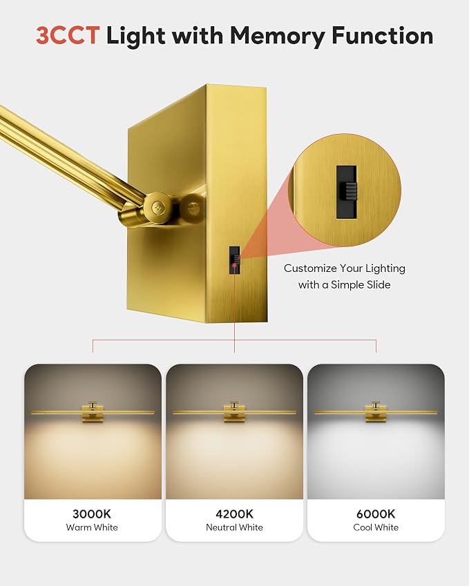 VONLUCE 30" LED Bathroom Vanity Light, 3CCT Modern LED Vanity Lights - Image 2