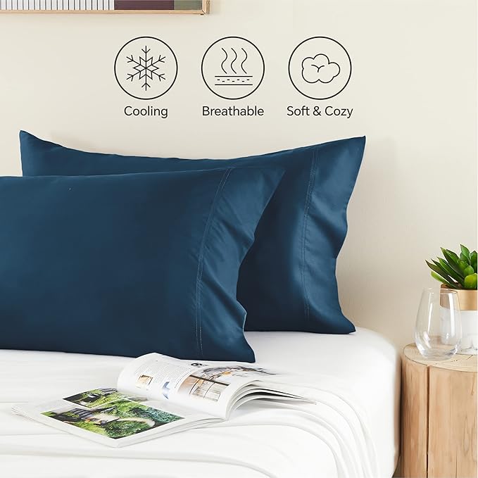 BEDELITE Standard Pillow Cases Set of 2, Rayon Derived from Bamboo, Cooling - Image 4
