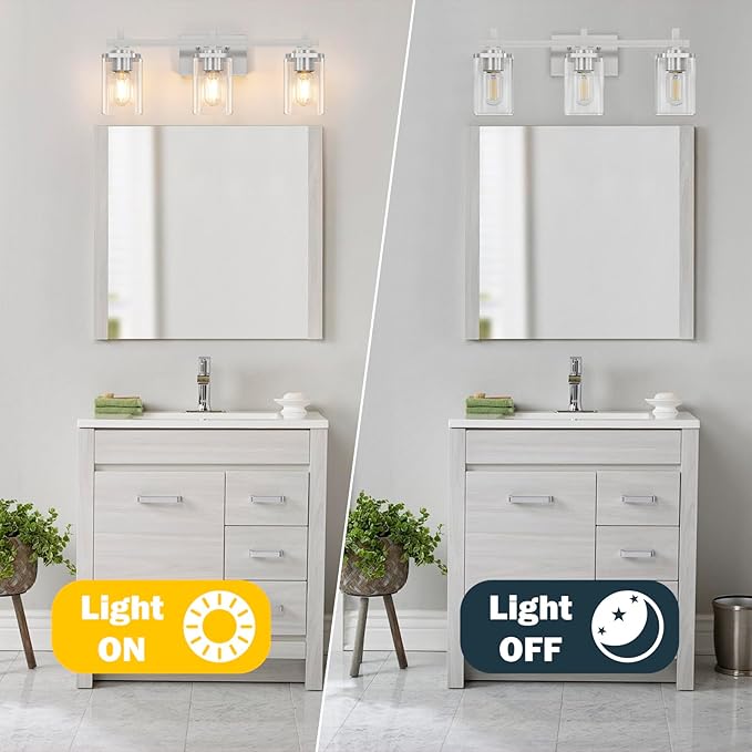 Brushed Nickel Bathroom Light Fixtures, 3-Lights Bathroom Vanity Light - Image 5