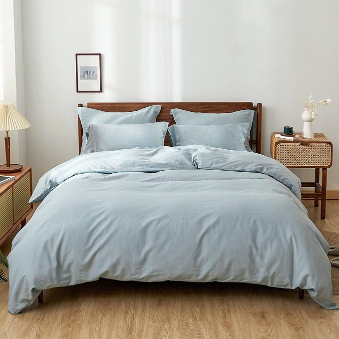 Simple&Opulence 100% Washed Linen Duvet Cover Set 5pcs Basic Style Natural by SimpleOpulence