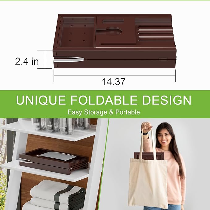 Bathtub Caddy Tray for Tub, Foldable Bath Table Trays, Bamboo Shelf - Image 4