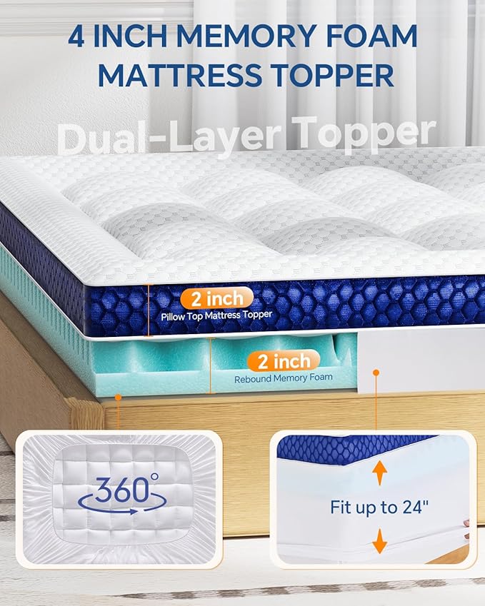 BEDELITE Twin XL Mattress Topper College Dorm Room Essentials, Dual Layer 4 - Image 5