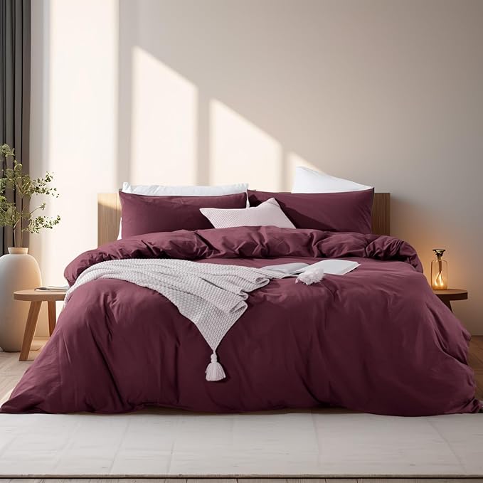 NEXHOME PRO Duvet Cover Set 100% Washed Cotton Super King 108"x98", Organic by NEXHOMEPRO