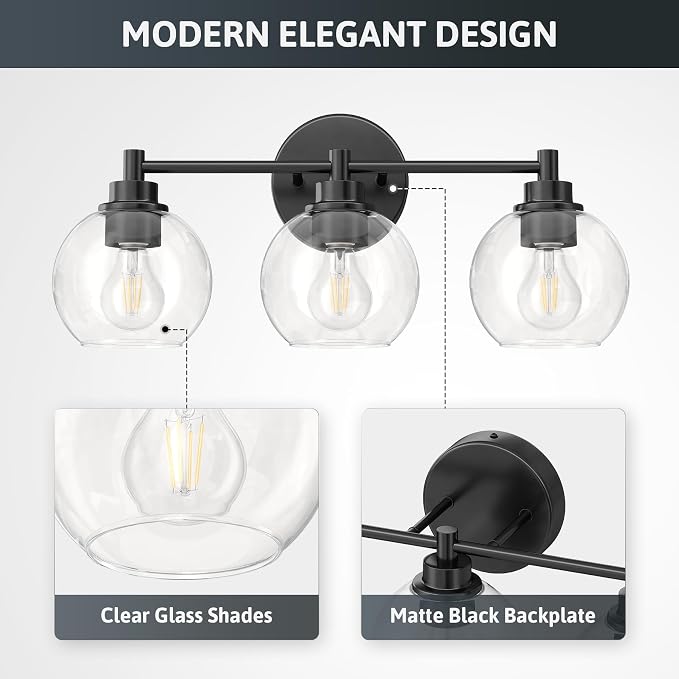 VONLUCE Bathroom Light Fixtures, 3-Light Vanity Light - Image 3