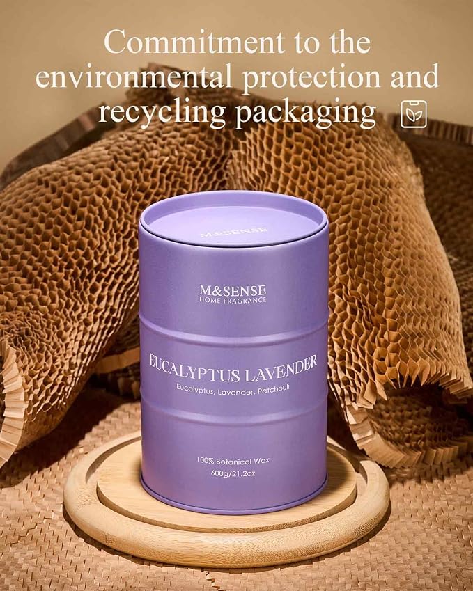 M&SENSE Eucalyptus Lavender Scented Candles Large, Natural Soy Candles 21.2oz - Image 6