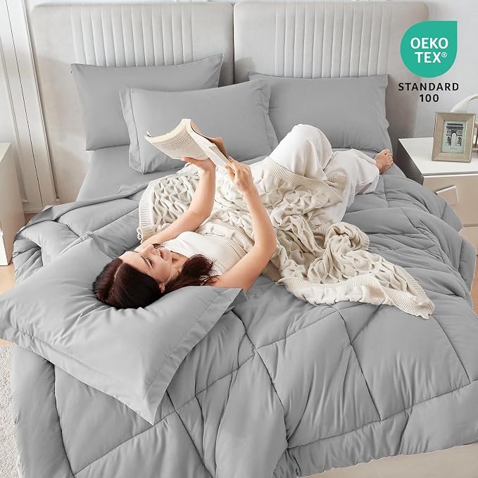 Sasttie Queen Comforter Set, 7 Pieces Bed in a Bag Queen, Complete Bedding Set - Image 5