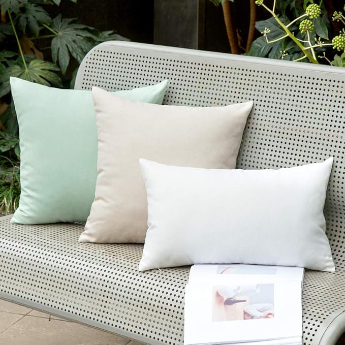 MIULEE Pack of 2 Decorative Outdoor Solid Waterproof Throw Pillow Covers Faux - Image 5