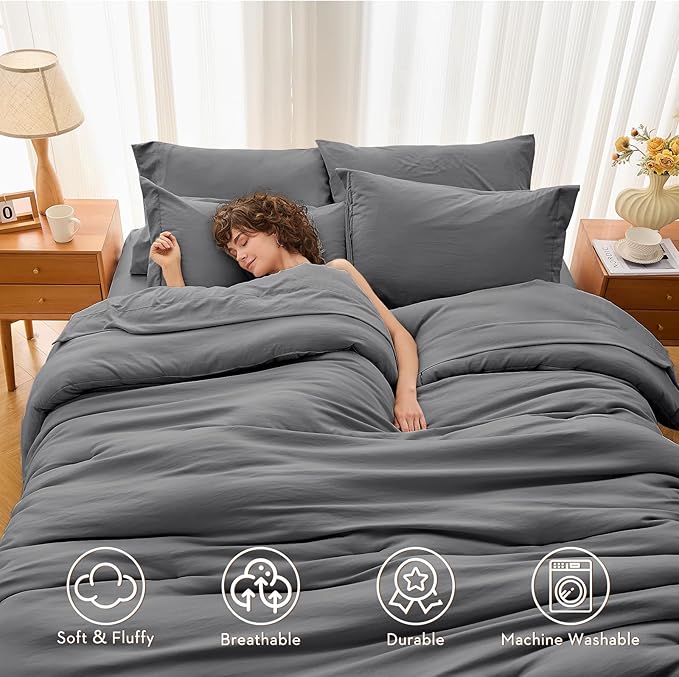 MUXHOMO 7 Pieces Full Comforter Set, Soft Bed in a Bag Full Size, All Season - Image 2