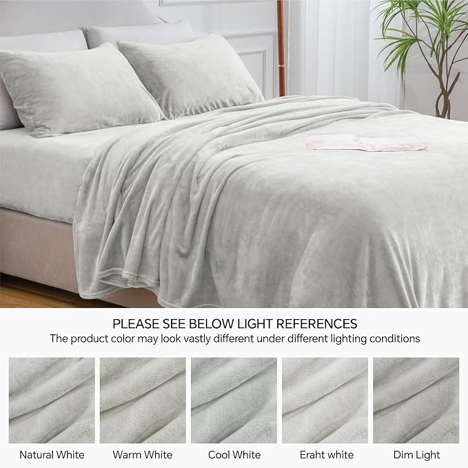 BEDELITE Flannel Sheets King Size Light Grey - Image 9