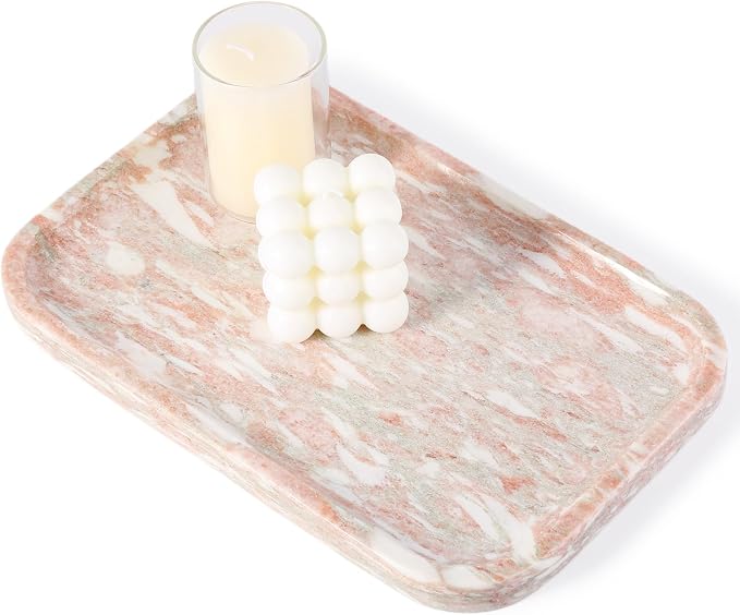 Karibiber Marble Vanity Tray, Marble Bathroom Tray Countertop, Decorative Tray by Karibiber