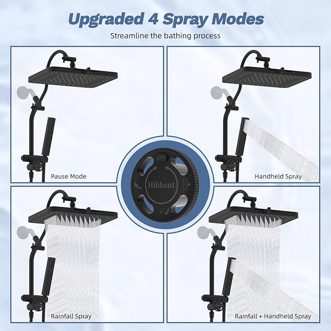 Hibbent Upgraded cUPC Certified 13'' Shower Head Combo, High Pressure 5-spray - Image 5