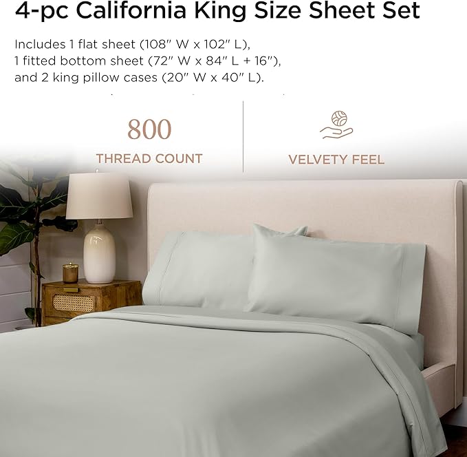 Threadmill Luxury 800 Thread Count California King 100% Cotton Sheets - Image 2