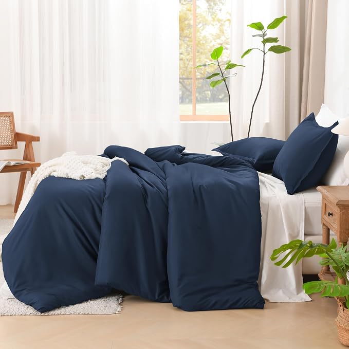 Litanika Navy Blue Comforters Oversized King Size, 3 Pieces Lightweight Solid - Image 5