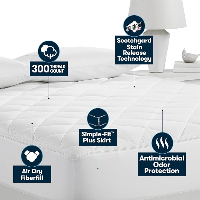 Serta Air Dry Extra Comfort Plus 100% Cotton Fabric Quilted Mattress Pad - Image 5