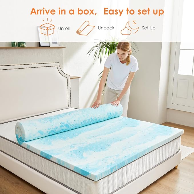 Sweetcrispy Mattress Topper King, 3 Inch Thick Memory Foam Gel Infused Cooling - Image 7
