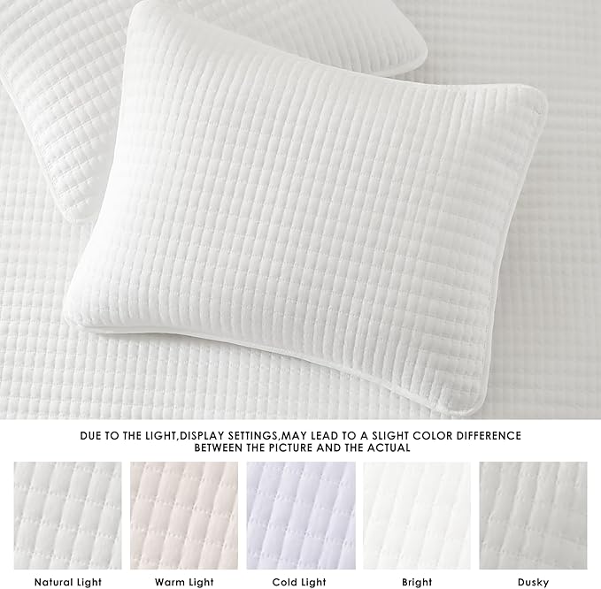 WRENSONGE White King Size Quilt Bedding Sets-3 Pieces Lightweight Bedspreads - Image 5