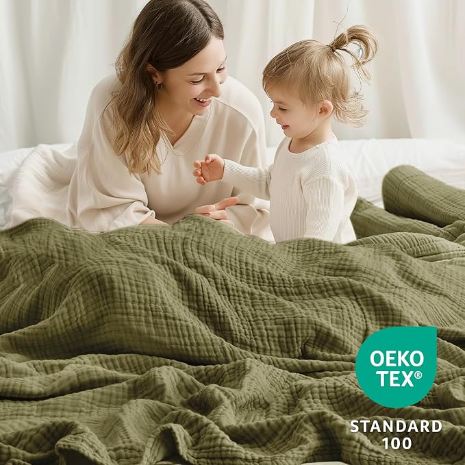 100% Cotton Muslin Blanket King 108" x 90", Breathable and Lightweight Cotton - Image 2
