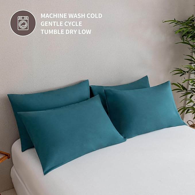 MINIPANDA Blue-Green Pillow Cases Standard Size Set of 4 - Image 6