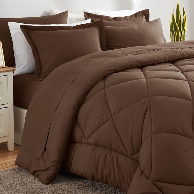 CozyLux Full Size Comforter Sets Brown - Image 8