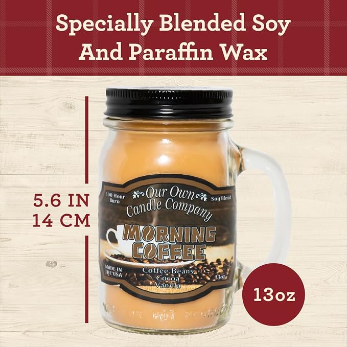 Our Own Candle Company, Morning Coffee Scented Mason Jar Candle, 100 Hour Burn - Image 4