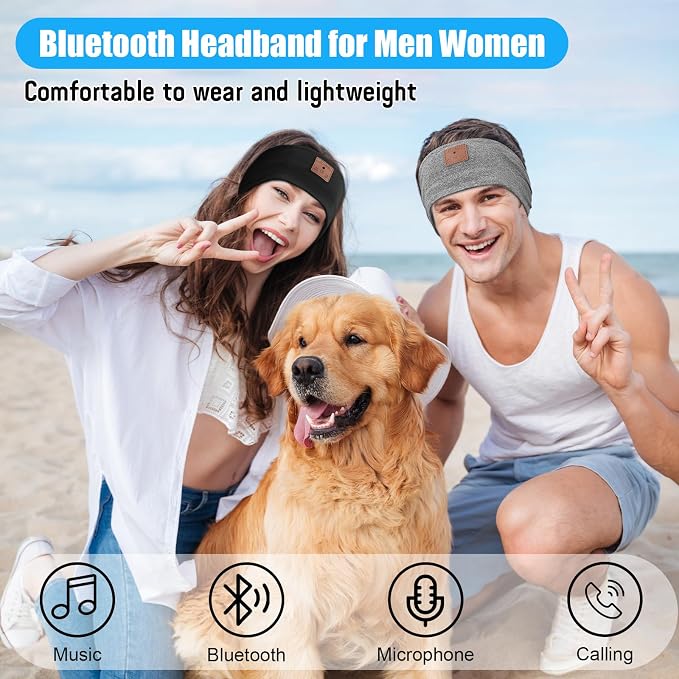 2-Pack Sleeping Headphones Wireless Bluetooth 5.4, Headband Headphones - Image 3