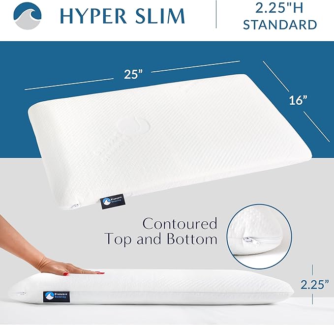 Bluewave Bedding Hyper Slim Gel Memory Foam Pillow - Image 3