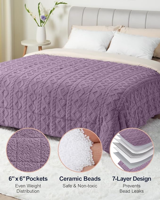 Super Fuzzy Soft Sherpa Fleece Weighted Blanket, 20 lbs Dual Sided Fluffy Heavy - Image 8