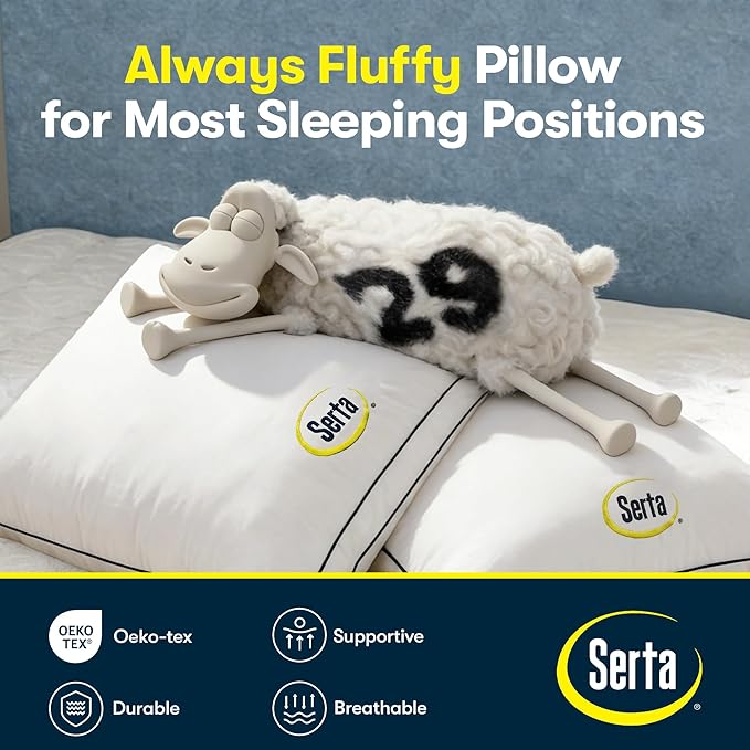 Serta Hotel Collection Bed Pillows King Size Set of 2, 400 Thread Count 100% - Image 4