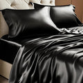 BEDELITE Satin Sheets Full XL Size Bed Set, Luxury Soft Black Silky Sheets by BEDELITE