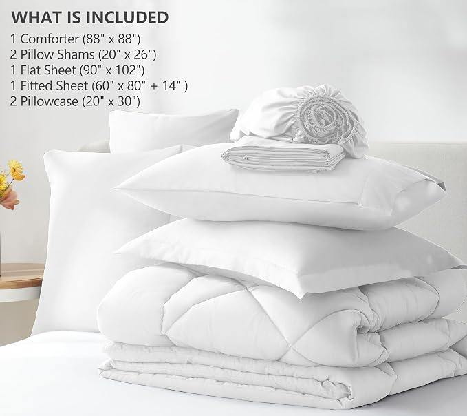 CozyLux Queen Comforter Set White - Image 6