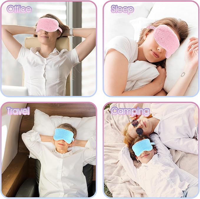 2 Pcs Plush Eye Mask Soft Sleeping Blindfold Eye Cover Comfortable Furry Faux - Image 4